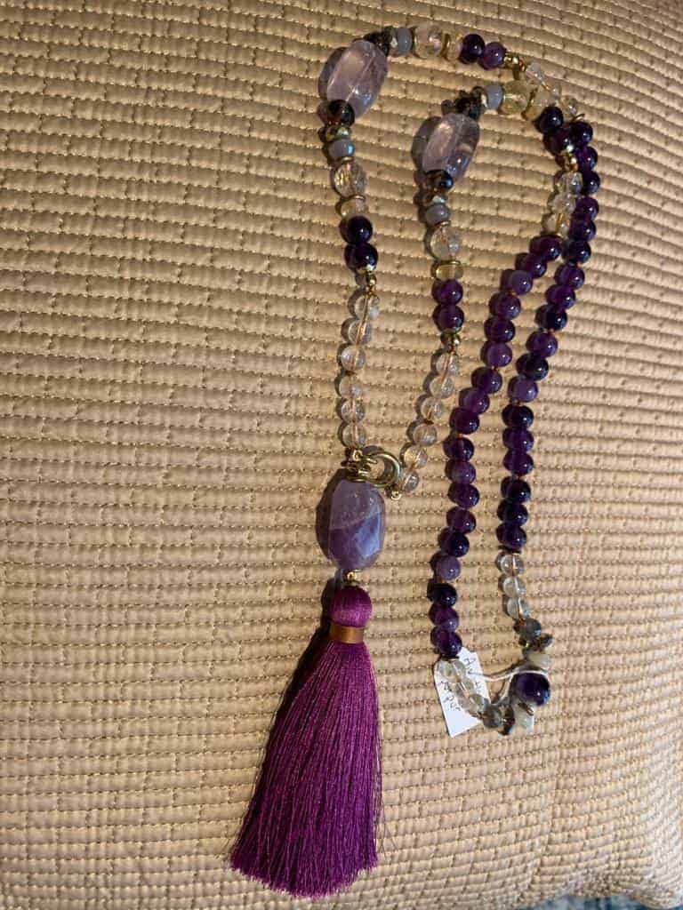 Gemstone necklace with Amethyst and silk tassel-3