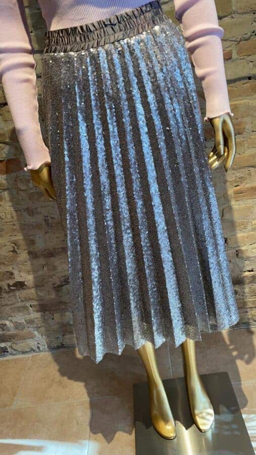 Seventy Pleated sequin silver skirt