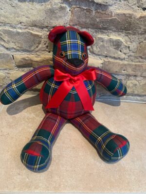 Hand made Teddy bear in red tartan