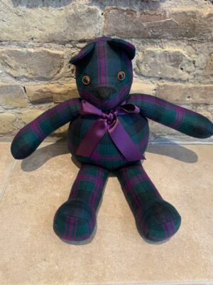 Handmade Teddy bear in green tartan