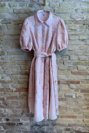 Teri Jon pink and gold shirt dress