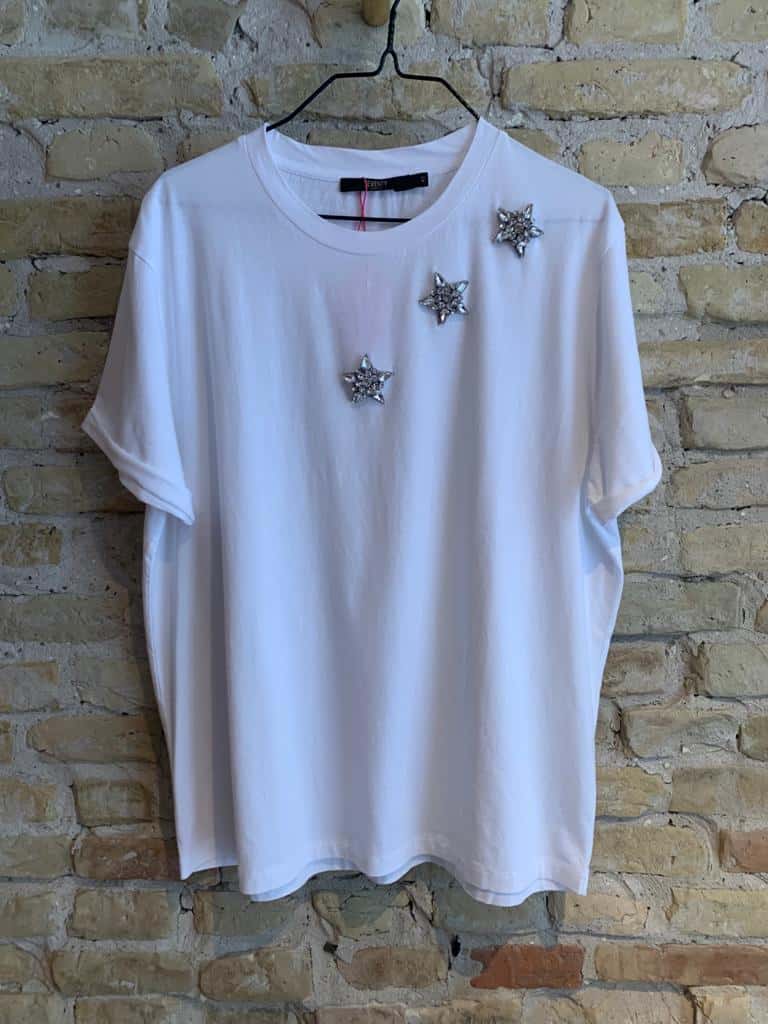 White T shirt from seventy with crystal stars