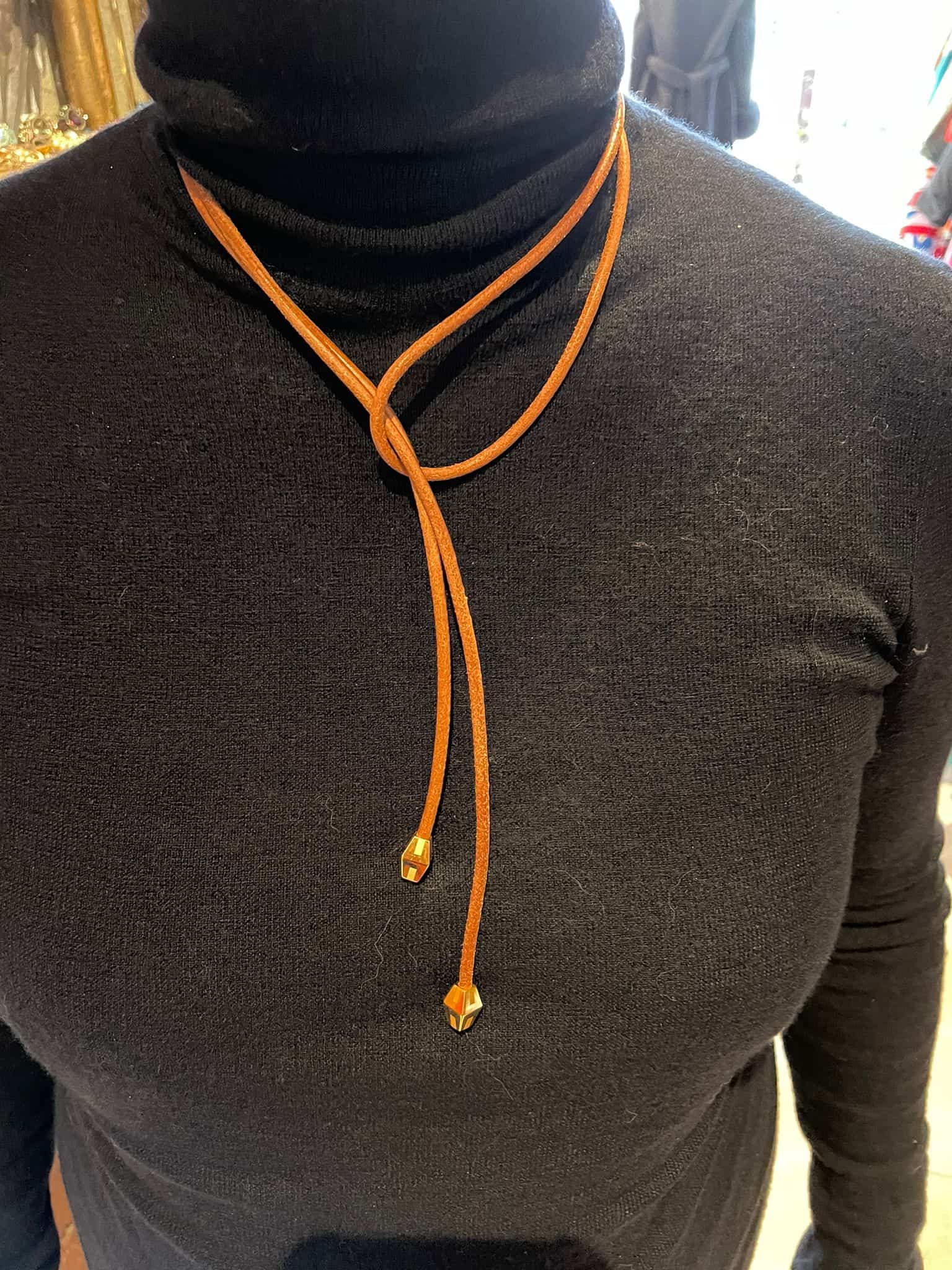 Hermes necklace/belt in gold leather with gold hardware