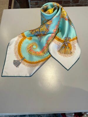 Hermes silk scarf 9090 cm, paper roles print